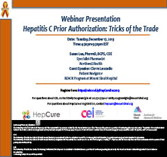 HepCure and CEI co-sponsored Webinar: Hepatitis C Prior Authorization: Tricks of the Trade
